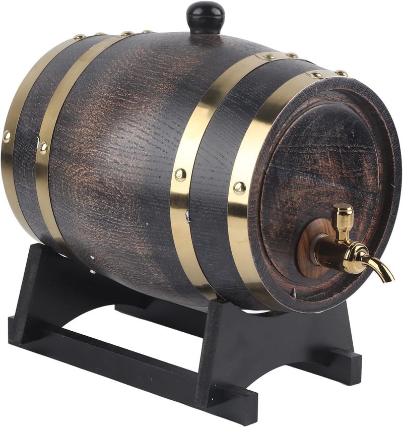 Zerodis 3L Wooden Wine, Storage Red Wine Brandy Whiskey Tequila Home Decor Aging with Faucet Wine Dispenser - Image 1